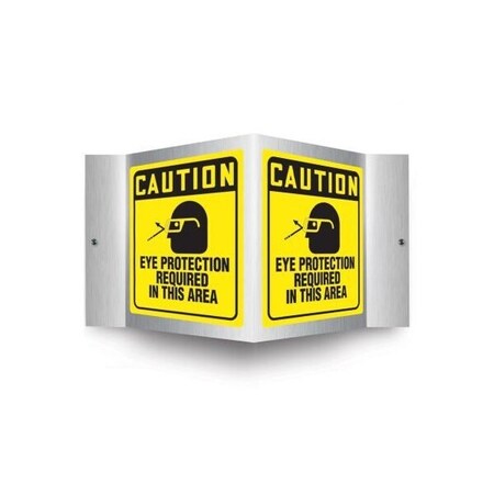 Accuform Caution Eye Protection Required In This Area, Aluminum, 6 in x 8.5 in PSM304